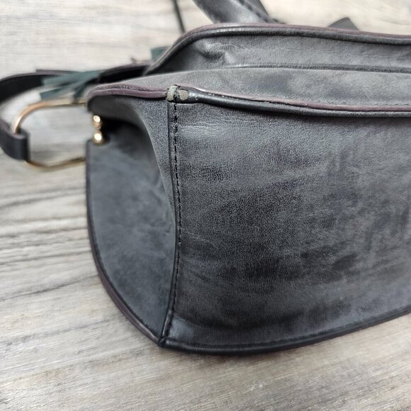 Franco Sarto Rex Tassel Saddle Gray Boho Crossbody Bag - Picture 5 of 15